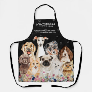 Tablier Groomère à chiens à poil noire Floral mignon