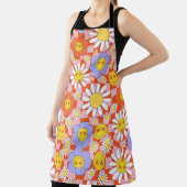 Tablier Groovy Daisy Floral Damier, Y2K 90s  (Insitu)