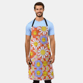 Tablier Groovy Daisy Floral Damier, Y2K 90s  (Porté)