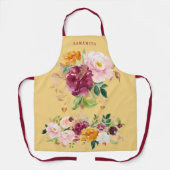 Tablier Gros bouquets d'aquarelle de fleurs d'orange borde (Recto)