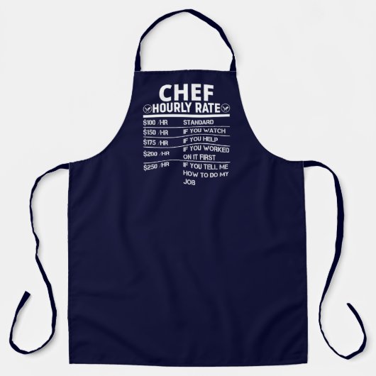 Tablier Gros Chef Horaire Note Marine Blue Apron (Recto)