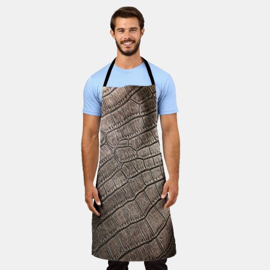 Tablier Gros plan en cuir élégant : Motif texturé (Porté)