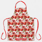 Tablier Gros Poppies Rouges Pavot Floral (Recto)