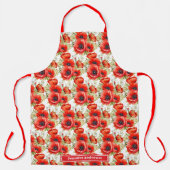 Tablier Gros Poppies Rouges Pavot Floral (Recto)