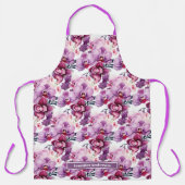 Tablier Grosse fille violet orchidée florale (Recto)