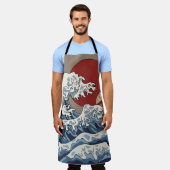 Tablier Grue et illustration de vague japonaise C traditio (Porté)