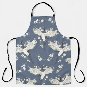 Tablier grue, motif, illustration vintage oiseau volant f