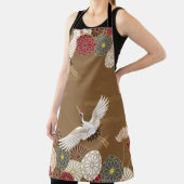 Tablier Grues et chrysanthèmes japonais traditionnel pat (Insitu)