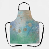 Tablier Grunge Côtière | Aquarelle bleu et vert or (Recto)