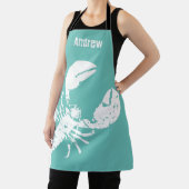 Tablier Grunge Homard Bleu Blanc Fruits de mer Imprimer Pe (Insitu)