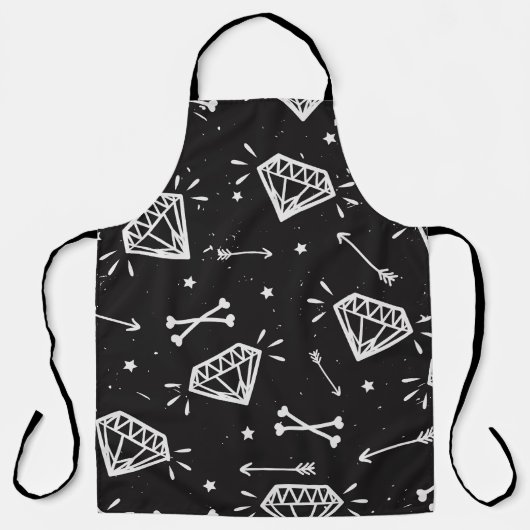 Tablier Grunge rock : diamants, os motif. (Recto)