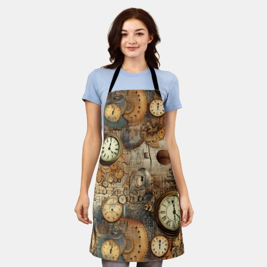 Tablier Grunge Rustic Steampunk Horloge (10) (Porté)