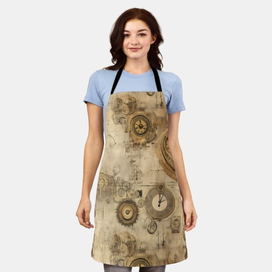 Tablier Grunge Rustic Steampunk Horloge (2) (Porté)