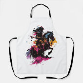 Tablier Guerrier équitation cheval en aquarelle (Recto)