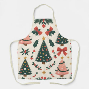 Tablier Guirlande de Noël vintage avec gui et rubans