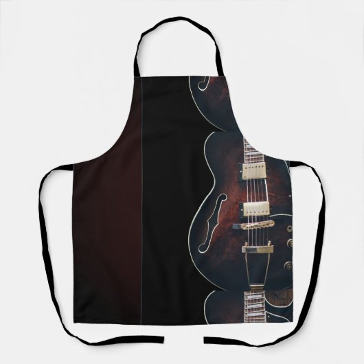 Tablier Guitare Électrique Sur Fond Noir (Recto)