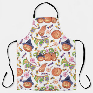 Tablier Halloween à la main : Motif d'aquarelle brillant