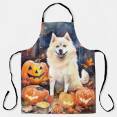 Tablier Halloween Akita Américain Avec La Peur Citrouille (Recto)