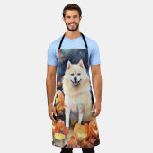 Tablier Halloween Akita Américain Avec La Peur Citrouille (Porté)