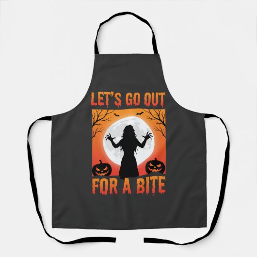 Tablier Halloween Allons Sortir Pour Une Morsure Horreur (Recto)