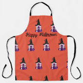 Tablier Halloween Apron Orange avec sorcières Gnome (Recto)