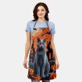 Tablier Halloween Aprons, Horreur Halloween Chartreux Chat (Porté)