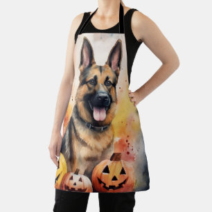Tablier Halloween berger allemand avec la peur Citrouille