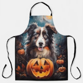 Tablier Halloween Berger Australien Avec La Peur Citrouill (Recto)