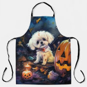 Tablier Halloween Bichon Frise Avec La Peur Citrouille (Recto)