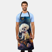 Tablier Halloween Bichon Frise Avec La Peur Citrouille (Porté)