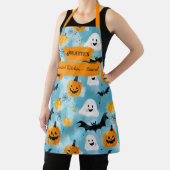 Tablier Halloween bleu clair avec Fantômes, Citrouilles, c (Insitu)
