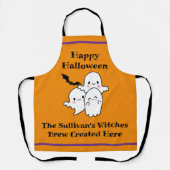 Tablier Halloween Brew Personnaliser Fun Ghost Bat Orange (Recto)