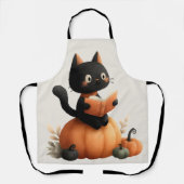 Tablier Halloween Chat noir Citrouille conception (Recto)