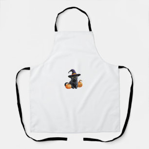 Tablier Halloween Chat noir portant sorcière Casquette Ora