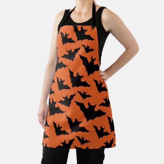 Tablier Halloween chauves-souris noires orange cool éffray (Insitu)