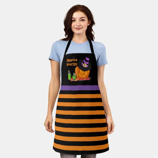 Tablier Halloween Citrouille Orange Black Apron (Porté)