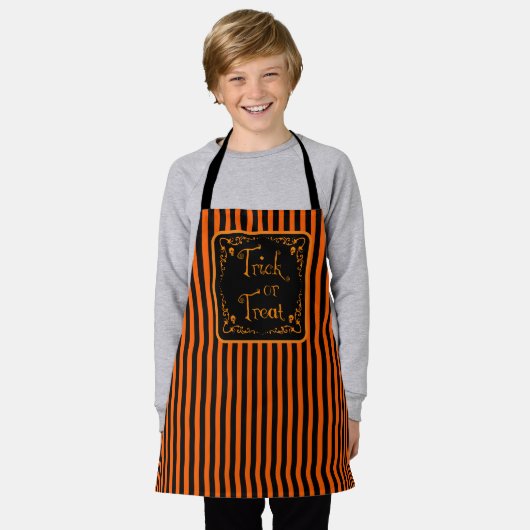 Tablier Halloween Citrouille Orange Trick ou traitement (Porté)