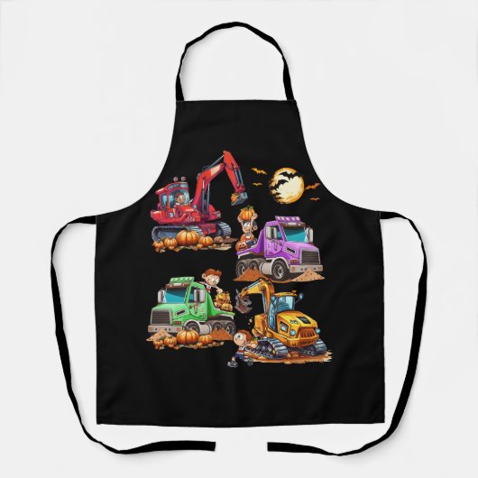 Tablier Halloween Costume Grue Camion Citrouille Construct (Recto)