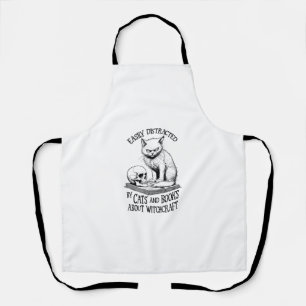 Tablier Halloween Crâne de chat facilement distrait Funny