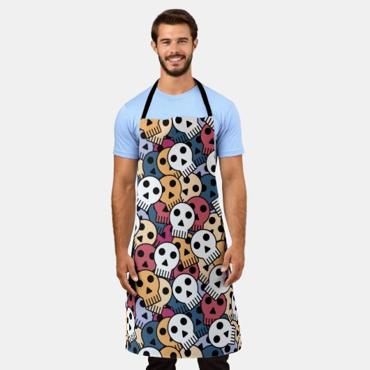 Tablier Halloween crânes (Porté)