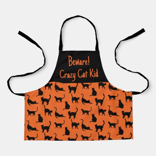 Tablier Halloween customisé Crazy Cat Kid (Recto)