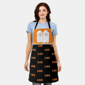 Tablier Halloween Cute Ghost Ghoul Orange Black (Porté)