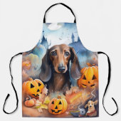 Tablier Halloween Dachshund Avec La Peur Citrouille (Recto)
