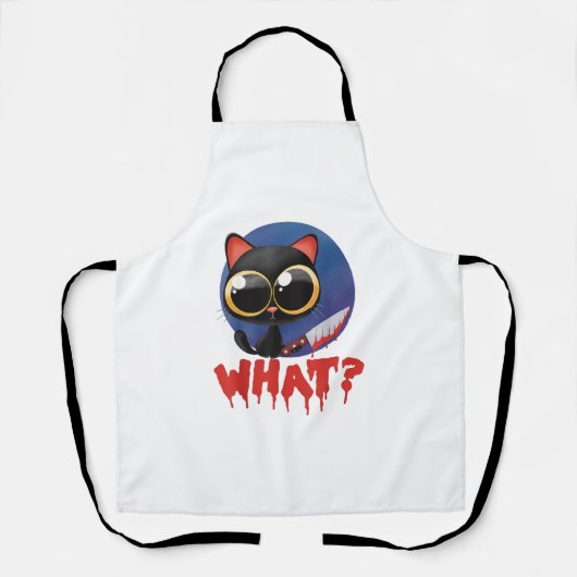 Tablier Halloween Déplaisant Kawaii Mal Chat Noir Avec Cou (Recto)