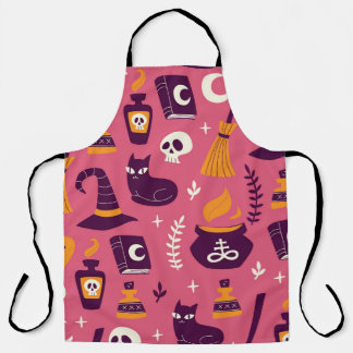 Tablier Halloween dessiné à la main, motif éffrayant sans 