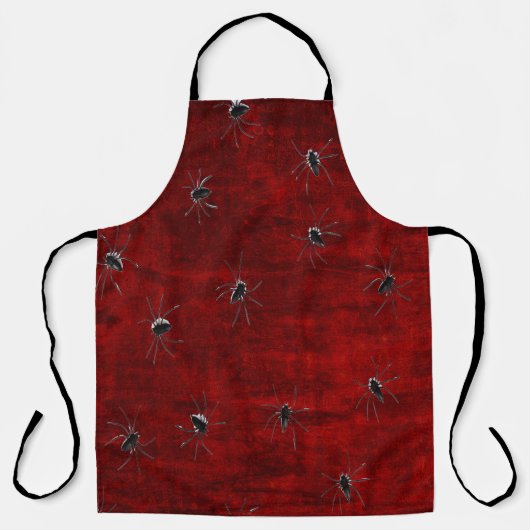 Tablier Halloween et araignées rouges crasseux (Recto)