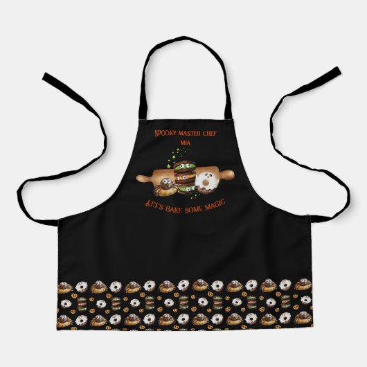 Tablier Halloween Faisons cuire des enfants magiques et am (Recto)