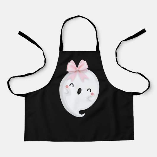 Tablier Halloween Fantôme noir blanc (Recto)