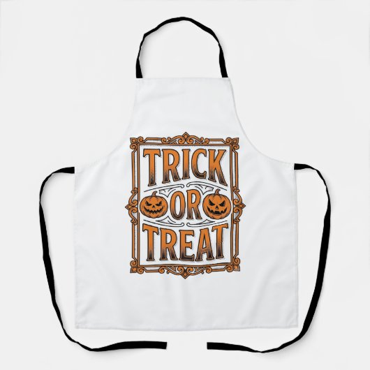 Tablier Halloween Farce Friandise Citrouilles Crânes Gravu (Recto)