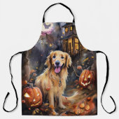 Tablier Halloween Golden Retriever avec la peur Citrouille (Recto)